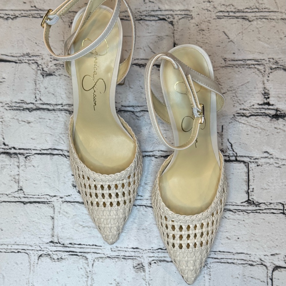 Jessica Simpson Cream Woven Heels